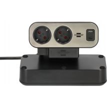 Stekkerdoos Brennenstuhl bureau Estilo 10 voudig inclusief 1 USB C, 1 USB A, 2 meter zilver/zwart
