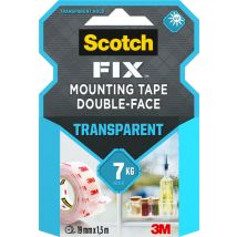 Plakband Scotch dubbelzijdig 19mmx1.5m transparant
