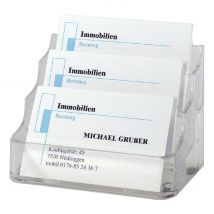 Visitekaartbak Sigel VA130 3 vakken voor 3x70 kaarten 94x85mm hard plastic transparant