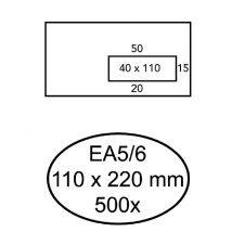 Envelop Hermes EA5/6 110x220mm venster 4x11rechts zelfklevend 500 stuks