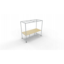 Verrijdbare vergadertafel 5211 met dakelement - 240 x 100 cm. - Alu - Beuken