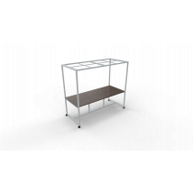 Verrijdbare vergadertafel 5211 met dakelement - 240 x 100 cm. - Alu - Eiken donker