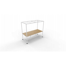 Verrijdbare vergadertafel 5211 met dakelement - 160 x 100 cm. - Wit - Eiken YT49a
