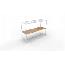 Verrijdbare vergadertafel 5211 met dakelement - 160 x 100 cm. - Wit - Toscaans noten