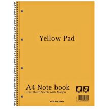 Collegeblok Aurora Yellow Pad A4 lijn 4-gaats 160 pagina's 80gr geel