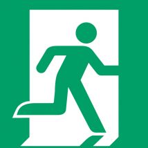 Pictogram bordje Djois Nooduitgang rechts 200x200mm groen