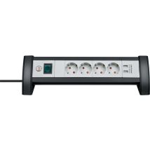 Stekkerdoos Brennenstuhl bureau Premium 4vdig incl 2 USB 1.8m wit/gs