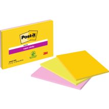 Memoblok Post-it 6445 Super Sticky 152x101mm assorti 3st