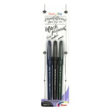 Brushpen Pentel XSESP15 zwart blister à 3 stuks
