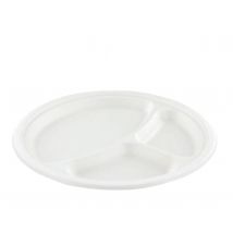 Bord IEZZY 260mm 3 vaks suikerriet PFAS-vrij wit 50 stuks