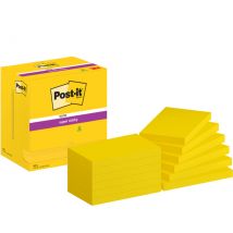 Memoblok Post-it 655 Super Sticky 76x127mm neon geel 12 stuks