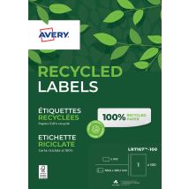 Etiket Avery LR7167-100 199.6x289.1mm recycled wit 100 stuks