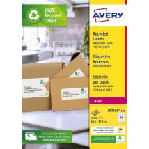 Etiket Avery LR7159-100 33.9x63.5mm recycled wit 2400stuks