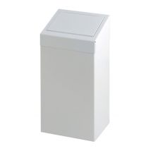 Afvalbak Vepa Bins met pushdeksel 50 liter metaal wit