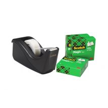 Plakbandhouder Scotch C60 zwart + 4 rollen Magic tape 19mmx33m 5 stuks