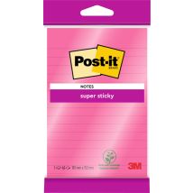 Memoblok 3M Post-it 4645 Super Sticky 101x152mm lijn roze