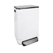 Afvalbak Desq pedaalemmer 40 liter RVS wit
