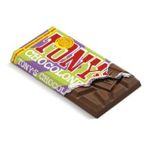Chocolade Tony's Chocolonely melk karamel pecan crunch reep 90 gram