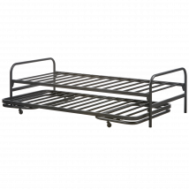Eenpersoonsbed Lucy Met Onderschuifbed Metaal Zwart 90X200Cm