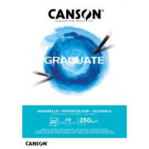 Aquarelpapier Canson Graduate Watercolour 20vel 250gr A5 natuurlijk wit