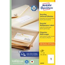 Etiket Avery LR3478 210x297mm A4 recycled wit 100 stuks