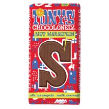 Chocoladeletter Tony's Chocolonely melk marsepein S 180gr