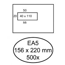 Envelop Hermes EA5 156x220mm venster 4x11links zelfklevend 500 stuks