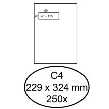 Envelop Hermes akte C4 229x324mm venster 4x11links zelfklevend 250 stuks