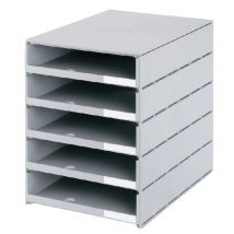 Ladenbox Styroval 5 laden grijs open