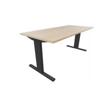 Recht bureau - 200 x 100 cm. - Zwart - Eiken licht