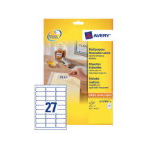 Etiket Avery L4737REV-25 63.5x29.6mm wit 675 stuks