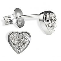 Ohrstecker Herz 585 Weißgold 23 Brillanten 0.25 ct.