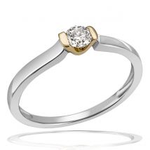 Damenring Solitär 585 Gelbweiß 1 Brillant 0,25 ct.