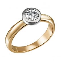 Stella Diamant Ring 750/- Bicolor 1 Brillant 0.50 ct. Lupenrein oder SI - Expert...