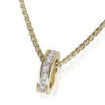 Collier Halskette Taufring 585 Gelbgold Zopfkette 375 Gelbgold 16 weiße Zirkonia