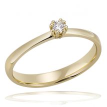 Damenring Solitär 585 Gelbgold 1 Brillant 0.10 ct. SI/H