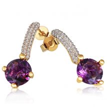 Paar Ohrstecker 585 Gelbgold 2 Amethyst, 74 Brillanten 0,40 ct.