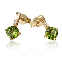 Ohrstecker 333/- Gelbgold 2 Peridot 2 Brillanten zus. 0,03 ct.