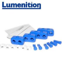 EZK61B - Lumenition Blue - 6 Lead Set Markers & Clamps - Ignition Lead Numbe
