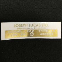 Joseph Lucas Ltd England Gold B12 12V Coil Label 402033 Classic Vintage Sticker