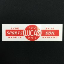 Lucas Sports SA12 12V Ignition Racing Coil Label Vintage Classic Car Red Sticker