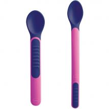 Cucchiai di Sicurezza Sensibili al Calore Mam, Rosa, Adatti per Bambini di 6 Mesi+