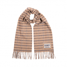 Heritage Wool Houndstooth Scarf - Camel Navy
