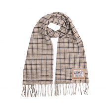 Heritage Traditions- Wool Houndstooth Scarf - Navy Grey