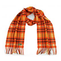 Glencroft - 100% Cashmere Plaid Scarf in Rustic Orange, Black and Yellow