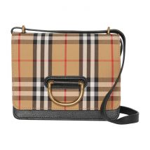 Burberry The Small D-Ring Bag in Leather with Vintage Check Pattern
