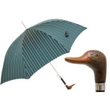 Pasotti - Striped Umbrella with Duck Handle