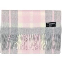 Gretna Green Wide Cashmere Scarf in Pink And Grey Check