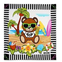 Moschino Toy Bear Island Silk Scarf - Black