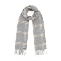 Hortons England - 100% Lambswool Checked Scarf - Grey